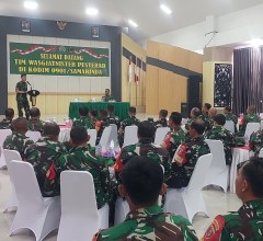 Inspektur Pusterad Berikan Pengarahan Wasgiatnister kepada Prajurit Kodim 0901/Samarinda
