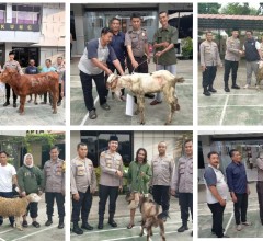 Polsek Cakung Memberikan dan menyalurkan Hewan Qurban untuk Masyarakat Cakung