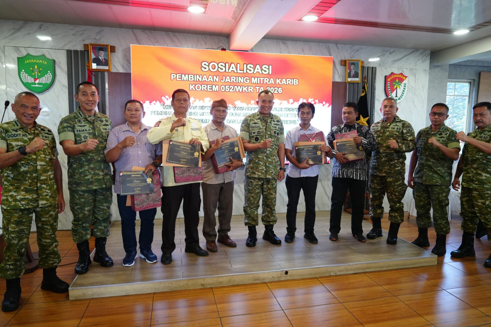 Korem 052/Wijayakrama Bangun Sinergi Lewat Pembinaan Jaring Mitra Karib