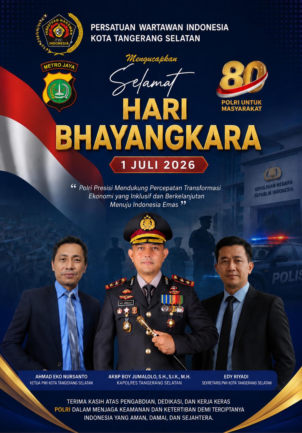 PWI Kota Tangsel Ucapkan Selamat Hari Bhayangkara Ke-80