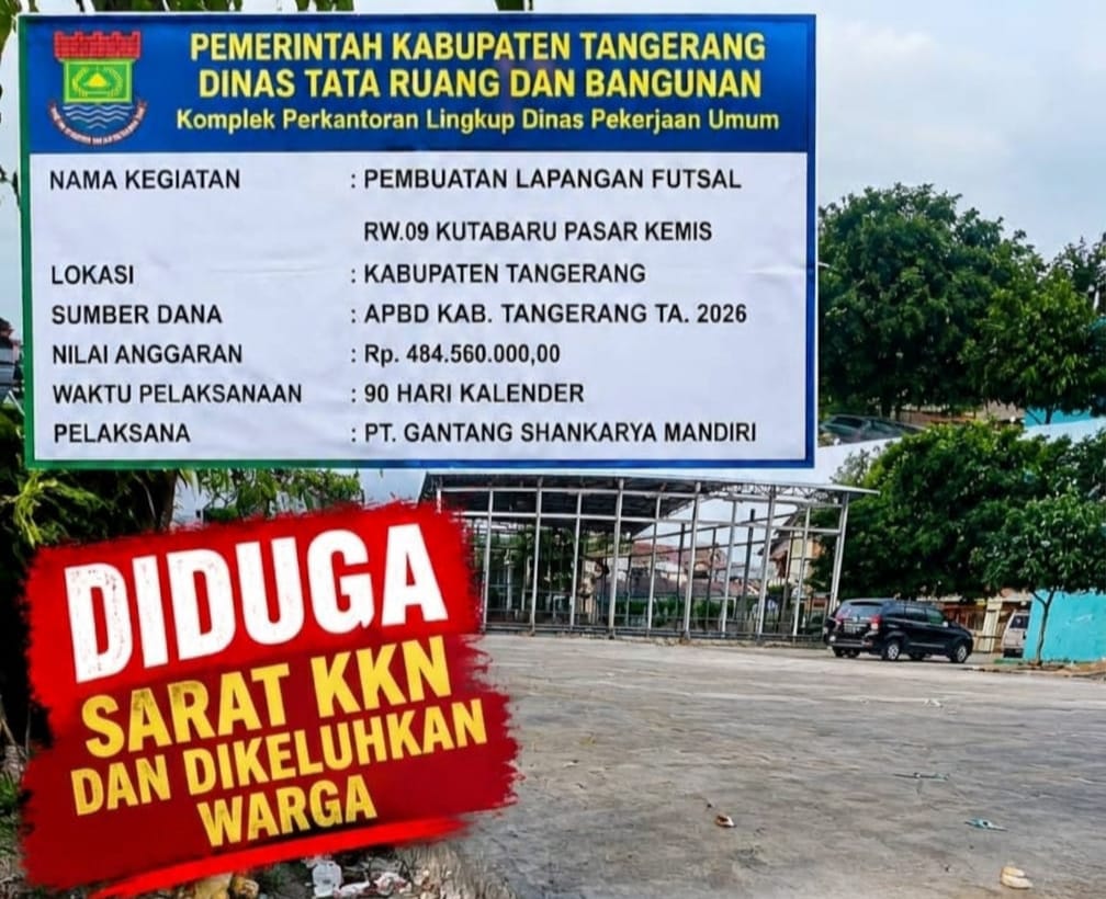 Pembangunan Lapangan Futsal Rp484 Juta di Pasar Kemis Jadi Keluhan Warga, Diduga Sarat KKN