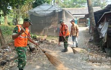 Koramil 02/Batuceper Bersama Warga Bersihkan Tumpukan Sampah di Jurumudi