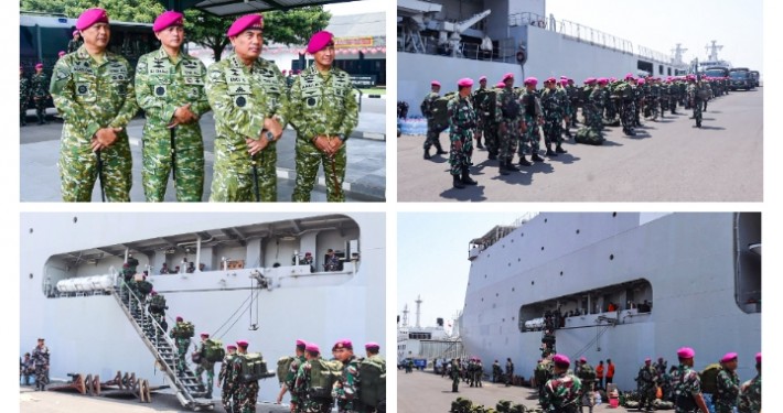 217 MARINIR BERGERAK KE FLORES, BAWA ALAT BERAT, KESEHATAN DAN 3 TON BANTUAN