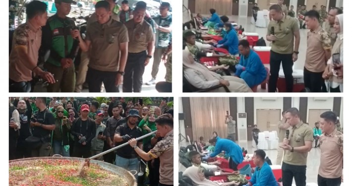 Kodam Jaya Bersama Chef Bobon Santoso Bagikan 2.000 Nasi Box Dan Sparepart Kepada OJOL